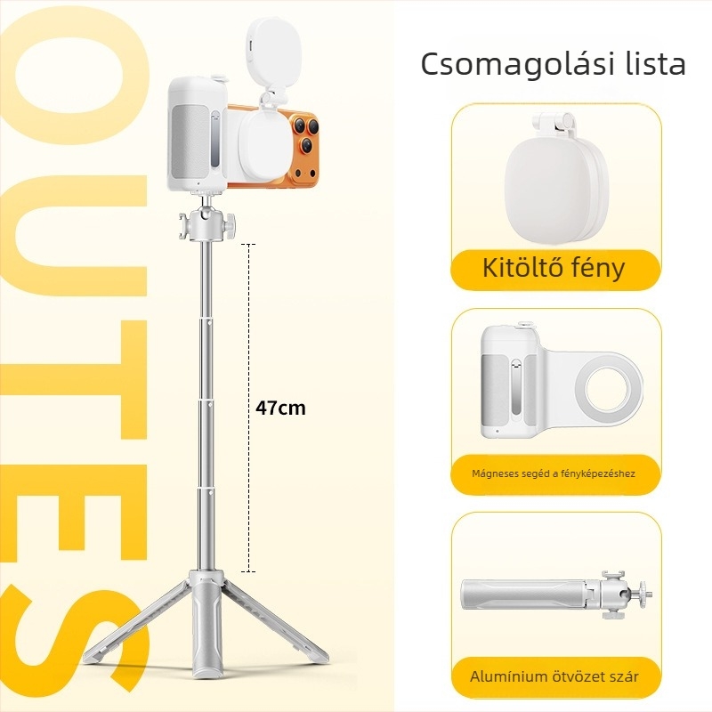 Shuotu ötvözetből készült selfie pálca Bluetooth távirányítóval, univerzális stílus