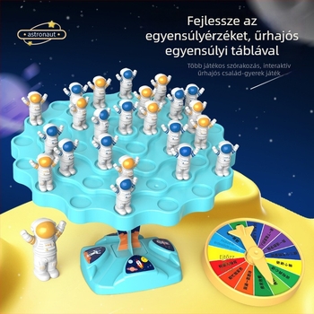 Egyensúlyozó űrhajós asztali játék — Jenga-stílusú puzzle, műanyag, 7–14 éveseknek, kognitív és szenzoros fejlődés