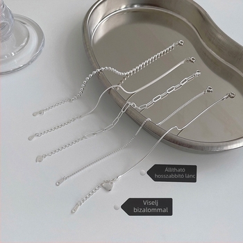 Réz karkötő ezüstbevonattal, vékony lánc, nőknek, geometriai minimalist stílus