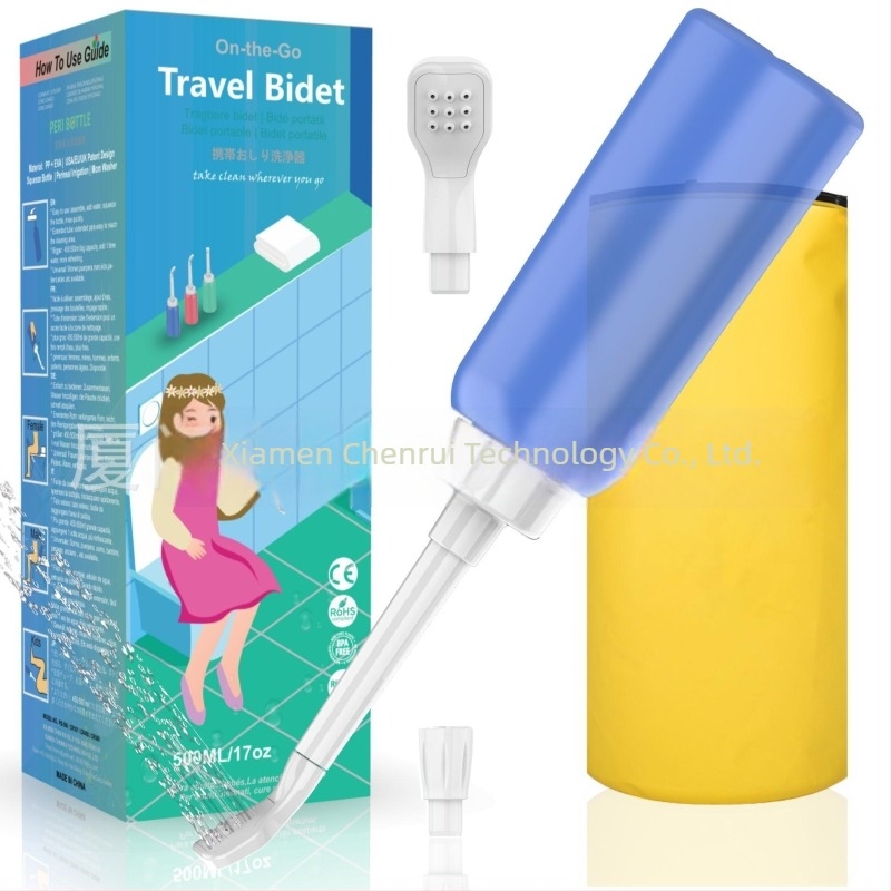 Hordozható bidé, EVA-PP anyag, Chenrui Technology márka, kézi nyomással működő vízellátás, Xiamen, Fujian