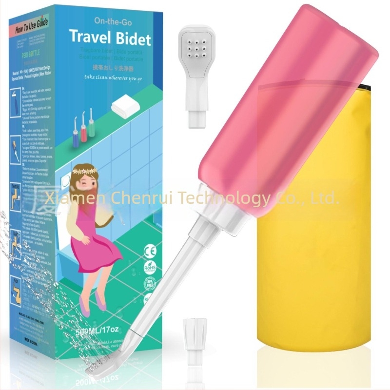 Hordozható bidé, EVA-PP anyag, Chenrui Technology márka, kézi nyomással működő vízellátás, Xiamen, Fujian