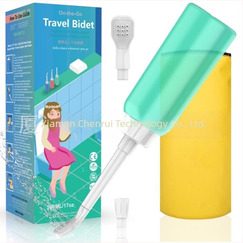 Hordozható bidé, EVA-PP anyag, Chenrui Technology márka, kézi nyomással működő vízellátás, Xiamen, Fujian