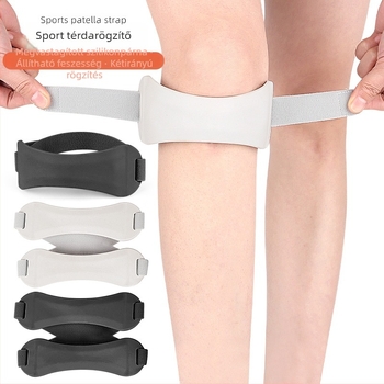 Térdvédő szilikon patelláris pánttal, kétirányú állítással; anyag: poliészter rost; opciók: egy- vagy dupla patella; felnőtteknek; futáshoz, kosárlabdához és tollaslabdához