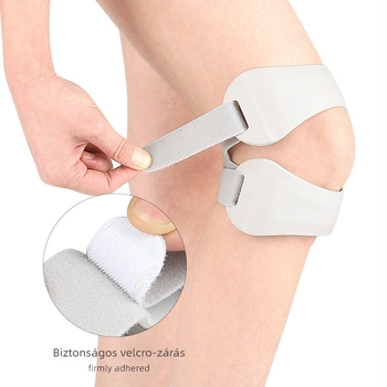 Térdvédő szilikon patelláris pánttal, kétirányú állítással; anyag: poliészter rost; opciók: egy- vagy dupla patella; felnőtteknek; futáshoz, kosárlabdához és tollaslabdához