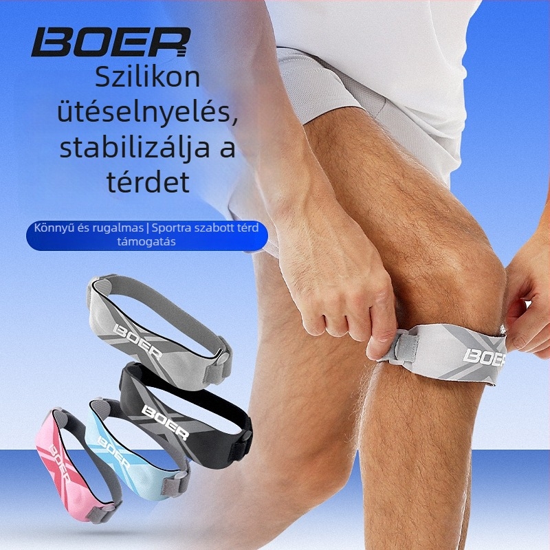 Boer térdsupport szalag ütéscsillapítással, modell 8001, anyag nylon/SBR/szilikon, térdvédelem