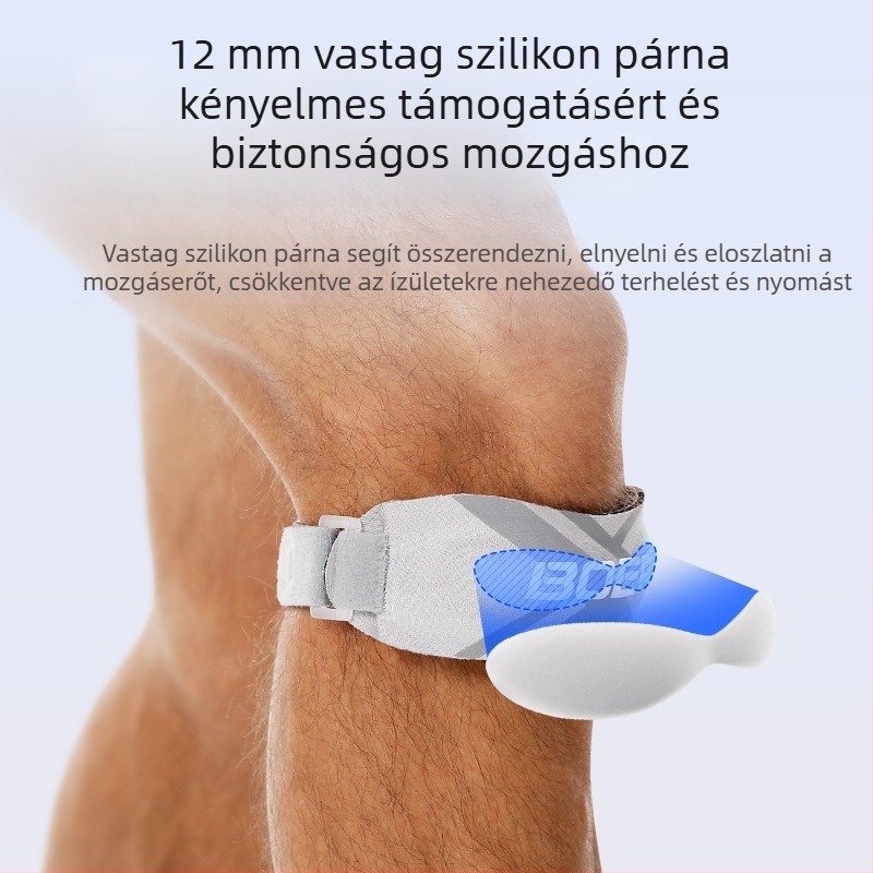 Boer térdsupport szalag ütéscsillapítással, modell 8001, anyag nylon/SBR/szilikon, térdvédelem