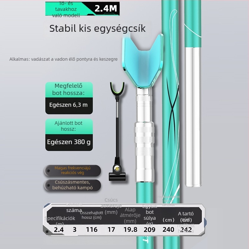 Kültéri hordozható karbon torony típusú horgászbot tartó, többirányú forgással