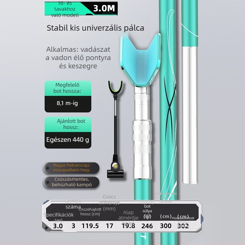 Kültéri hordozható karbon torony típusú horgászbot tartó, többirányú forgással