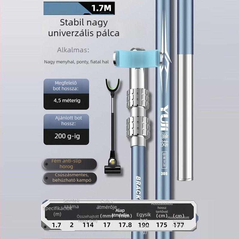 Kültéri hordozható karbon torony típusú horgászbot tartó, többirányú forgással