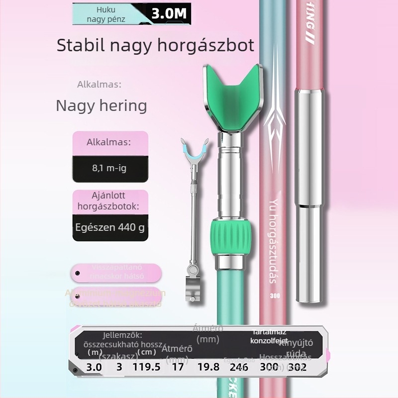 Kültéri hordozható karbon torony típusú horgászbot tartó, többirányú forgással