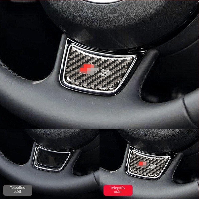 Audi kormány dekoratív matrica A7/A6L/A4L/A3/A1 – szénszálas anyag kristály ragasztóval, Nakakoto Baiyue, testreszabható, logóval, Guangzhou eredet