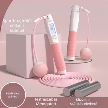 Intelligens elektronikus számoló ugrókötél, kettős mód (vezeték nélküli és vezetékes), súlyozott kötél, 2 mm-es kábel, edzéshez