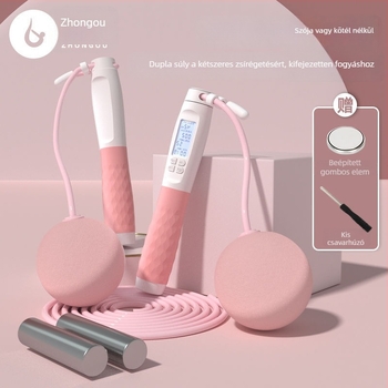 Intelligens elektronikus számoló ugrókötél, kettős mód (vezeték nélküli és vezetékes), súlyozott kötél, 2 mm-es kábel, edzéshez