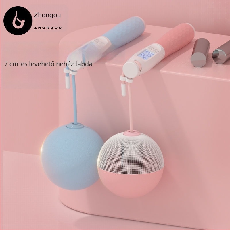 Intelligens elektronikus számoló ugrókötél, kettős mód (vezeték nélküli és vezetékes), súlyozott kötél, 2 mm-es kábel, edzéshez