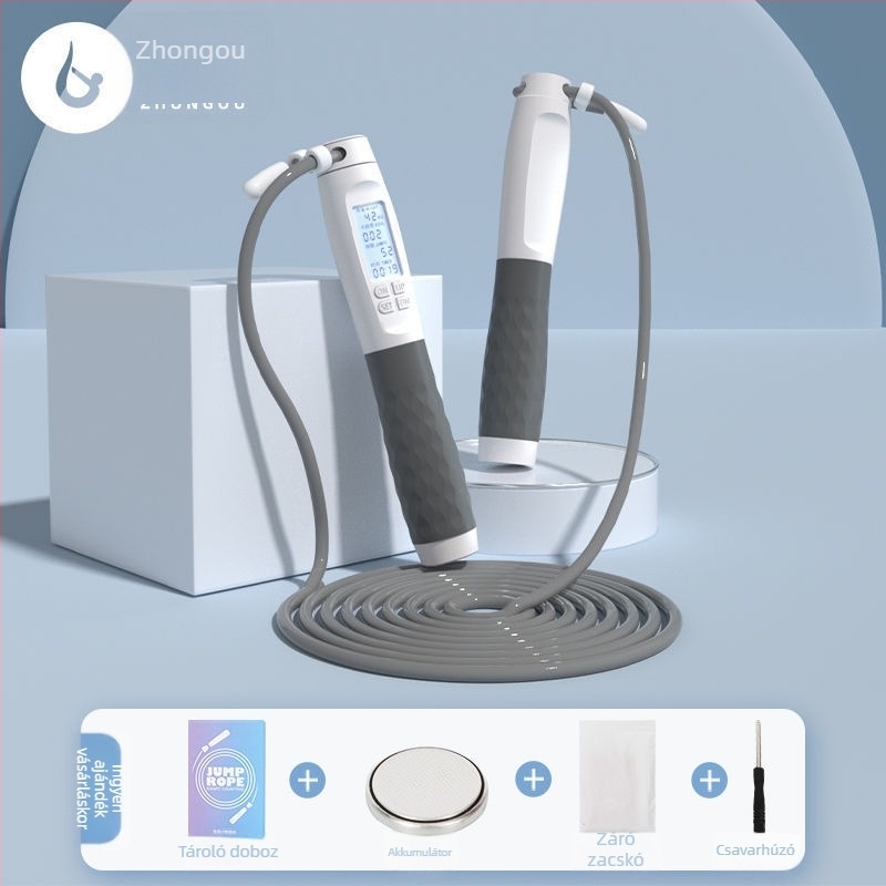 Intelligens elektronikus számoló ugrókötél, kettős mód (vezeték nélküli és vezetékes), súlyozott kötél, 2 mm-es kábel, edzéshez
