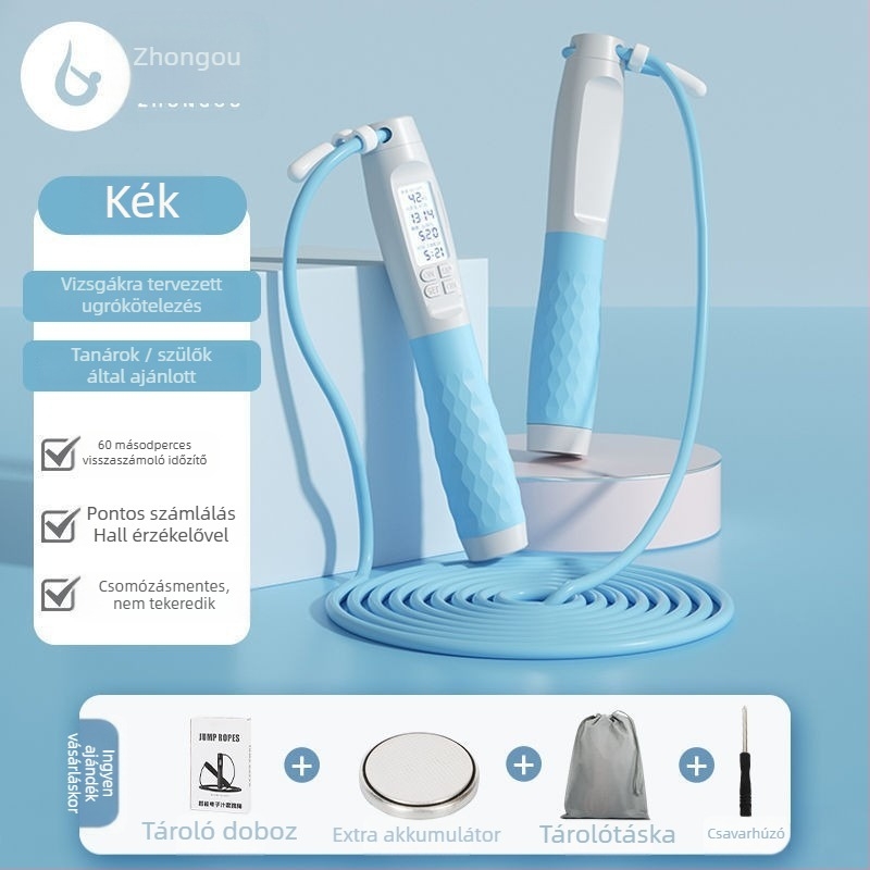 Intelligens elektronikus számoló ugrókötél, kettős mód (vezeték nélküli és vezetékes), súlyozott kötél, 2 mm-es kábel, edzéshez