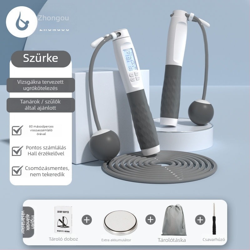 Intelligens elektronikus számoló ugrókötél, kettős mód (vezeték nélküli és vezetékes), súlyozott kötél, 2 mm-es kábel, edzéshez