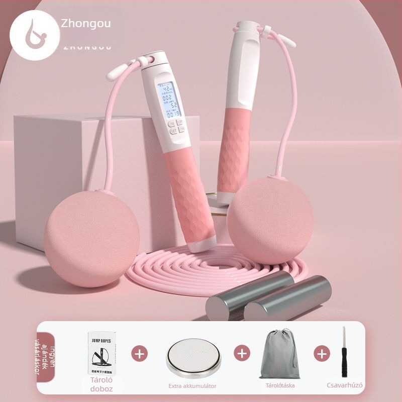 Intelligens elektronikus számoló ugrókötél, kettős mód (vezeték nélküli és vezetékes), súlyozott kötél, 2 mm-es kábel, edzéshez