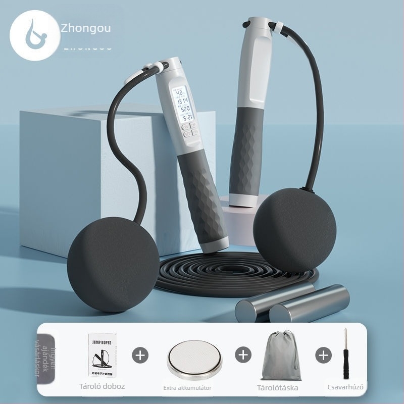Intelligens elektronikus számoló ugrókötél, kettős mód (vezeték nélküli és vezetékes), súlyozott kötél, 2 mm-es kábel, edzéshez