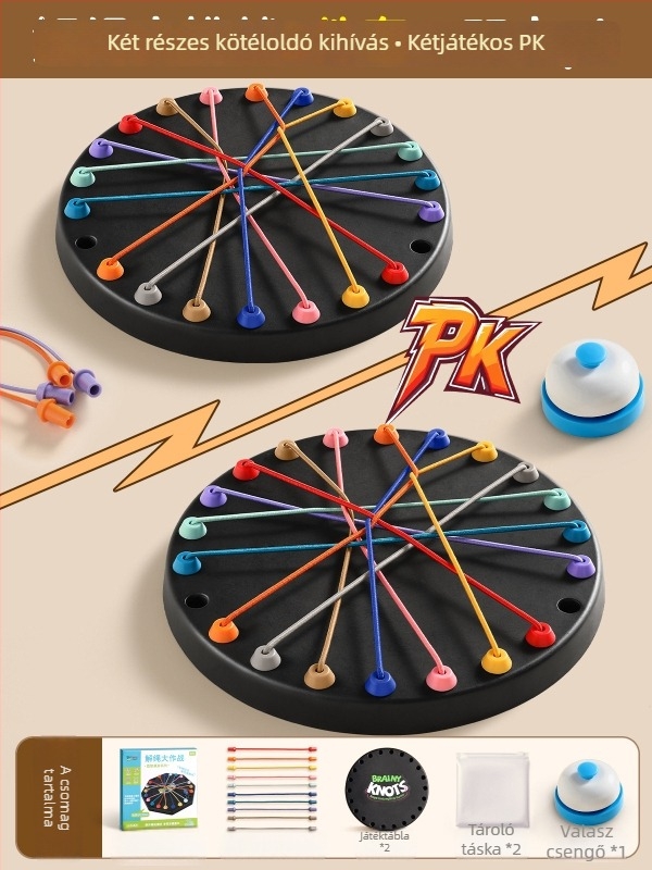 Kötél Kibogó Kihívás — Kétjátékos interaktív oktatási társasjáték, szellemi fejlesztés, műanyag