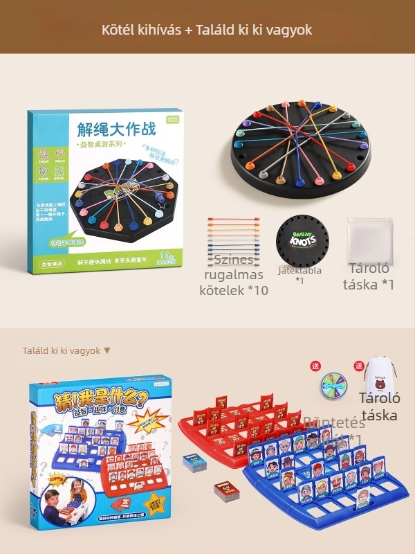 Kötél Kibogó Kihívás — Kétjátékos interaktív oktatási társasjáték, szellemi fejlesztés, műanyag