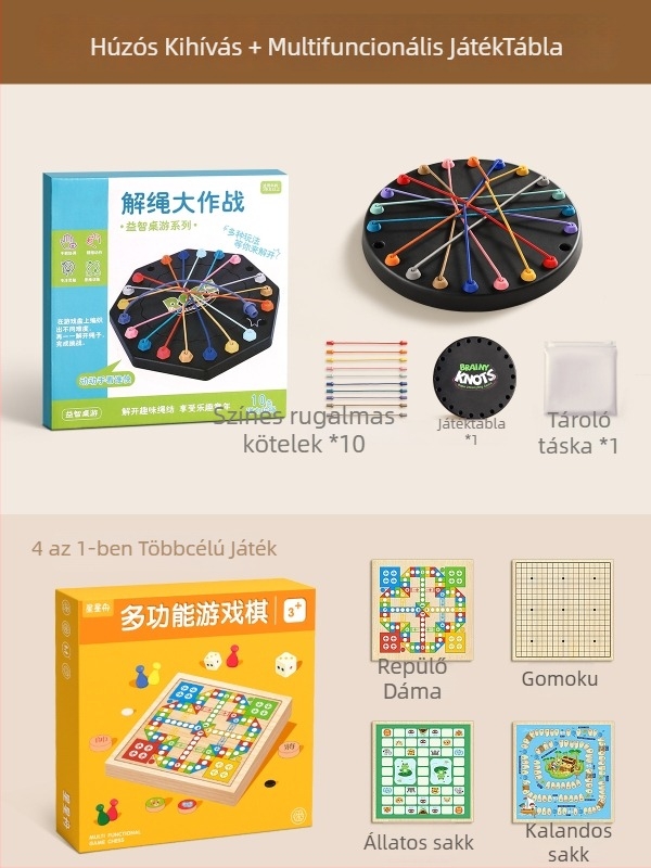 Kötél Kibogó Kihívás — Kétjátékos interaktív oktatási társasjáték, szellemi fejlesztés, műanyag