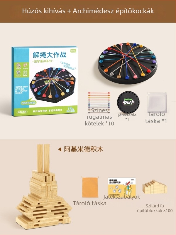 Kötél Kibogó Kihívás — Kétjátékos interaktív oktatási társasjáték, szellemi fejlesztés, műanyag