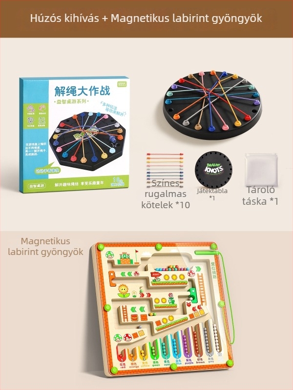 Kötél Kibogó Kihívás — Kétjátékos interaktív oktatási társasjáték, szellemi fejlesztés, műanyag