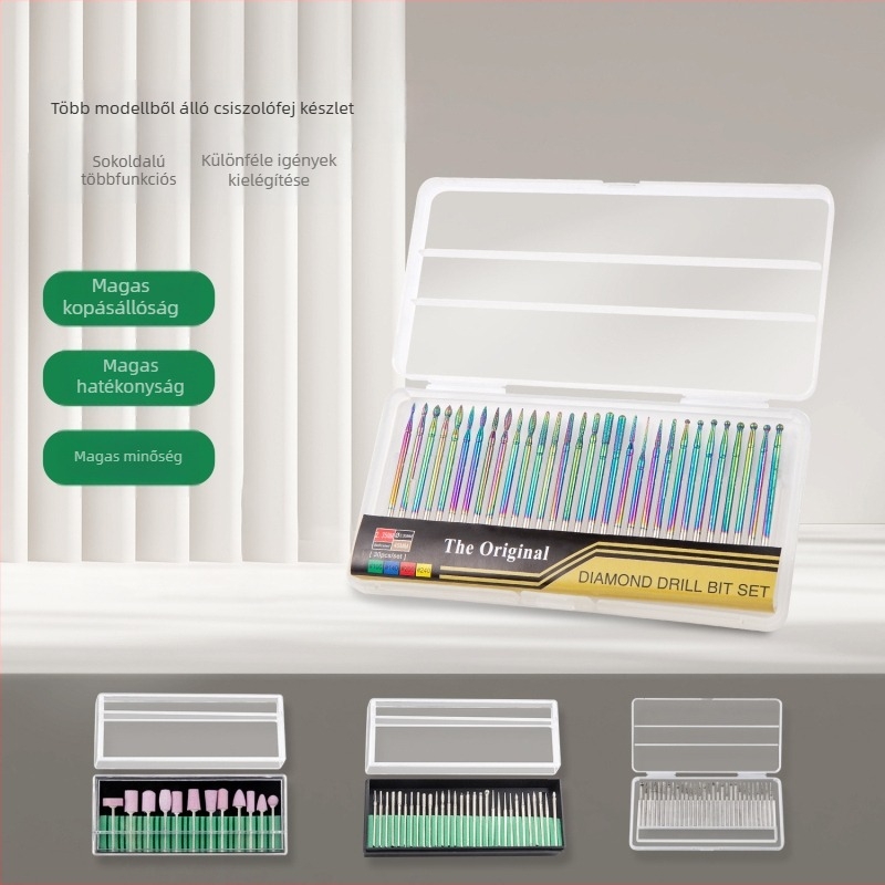 30 darabos emery csiszolófej készlet körömápoláshoz — előkészítésre és polírozásra, kompatibilis körömdrill-le