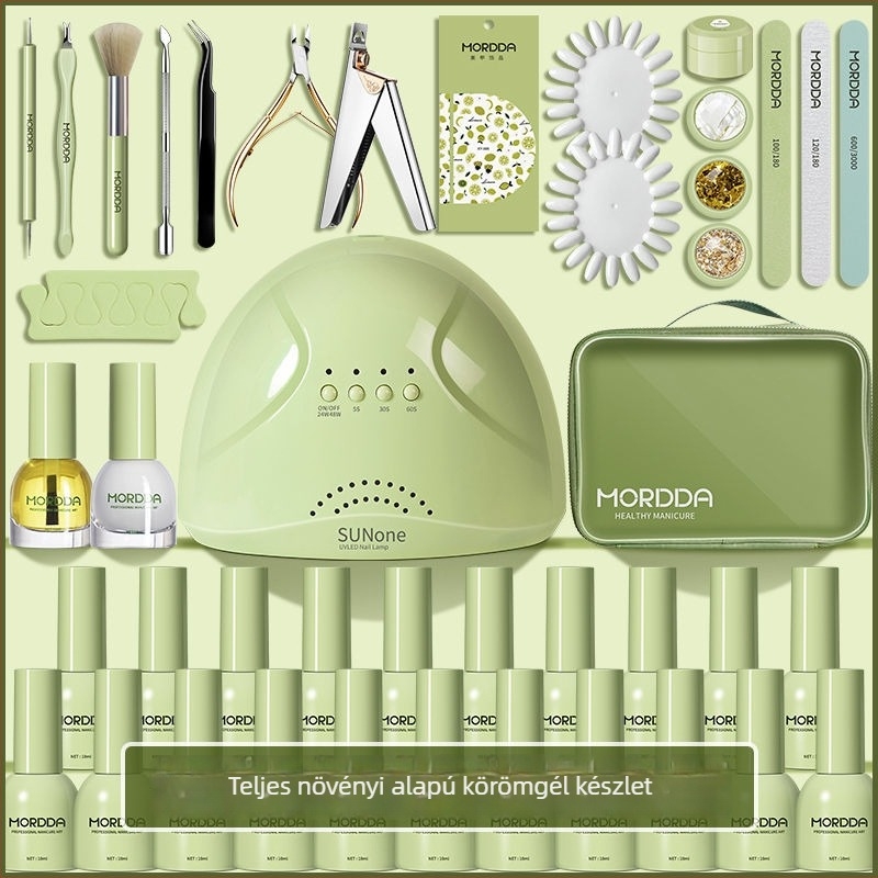 Teljes körömdíszítő készlet – PVC eszközök a reszeléshez és formázáshoz, otthoni fototerápiás lámpa, gél körömlakk 10 ml, Fairy Jia Yi márka