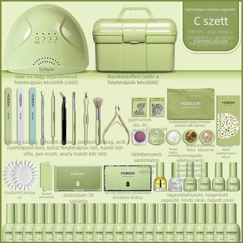 Teljes körömdíszítő készlet – PVC eszközök a reszeléshez és formázáshoz, otthoni fototerápiás lámpa, gél körömlakk 10 ml, Fairy Jia Yi márka