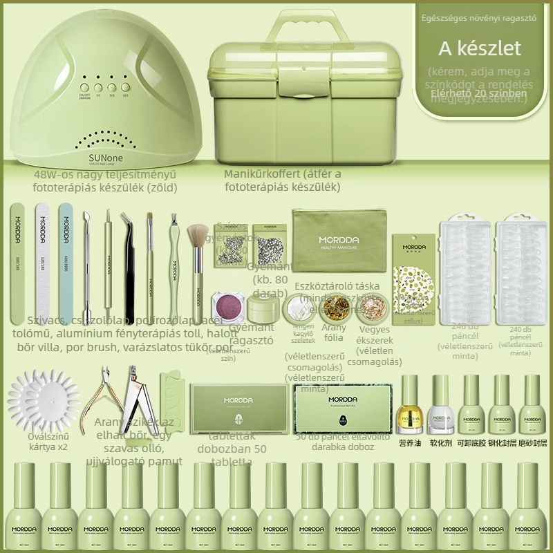 Teljes körömdíszítő készlet – PVC eszközök a reszeléshez és formázáshoz, otthoni fototerápiás lámpa, gél körömlakk 10 ml, Fairy Jia Yi márka