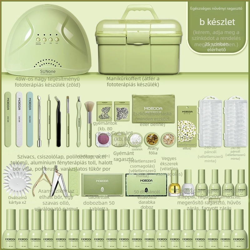 Teljes körömdíszítő készlet – PVC eszközök a reszeléshez és formázáshoz, otthoni fototerápiás lámpa, gél körömlakk 10 ml, Fairy Jia Yi márka