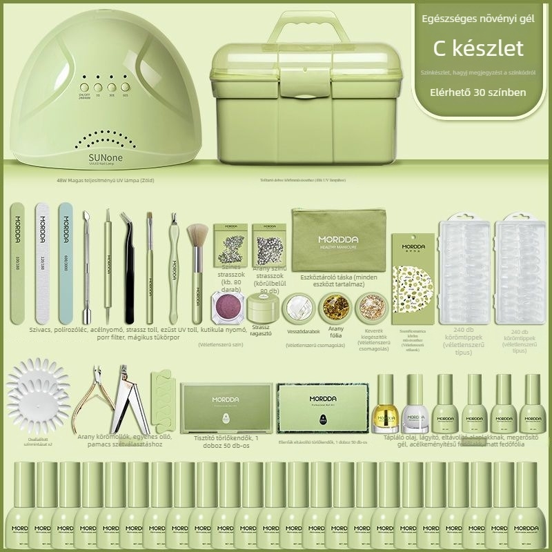 Teljes körömdíszítő készlet – PVC eszközök a reszeléshez és formázáshoz, otthoni fototerápiás lámpa, gél körömlakk 10 ml, Fairy Jia Yi márka