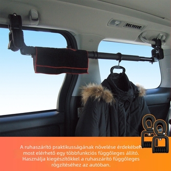 YAC Autó ruhatartó – hátsó üléshez, kihúzható ruhatartó, PVC anyag, modell Car Drying Rack, testreszabott feldolgozás