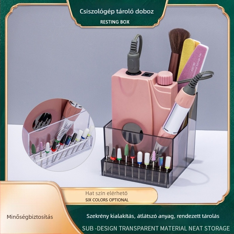 Köröm polírozó tároló doboz és asztali polc, japán stílusú, polírozó fej rendező, nettó tömeg 164 g