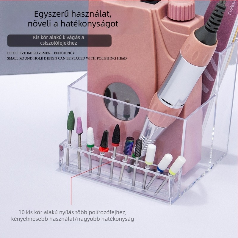 Köröm polírozó tároló doboz és asztali polc, japán stílusú, polírozó fej rendező, nettó tömeg 164 g