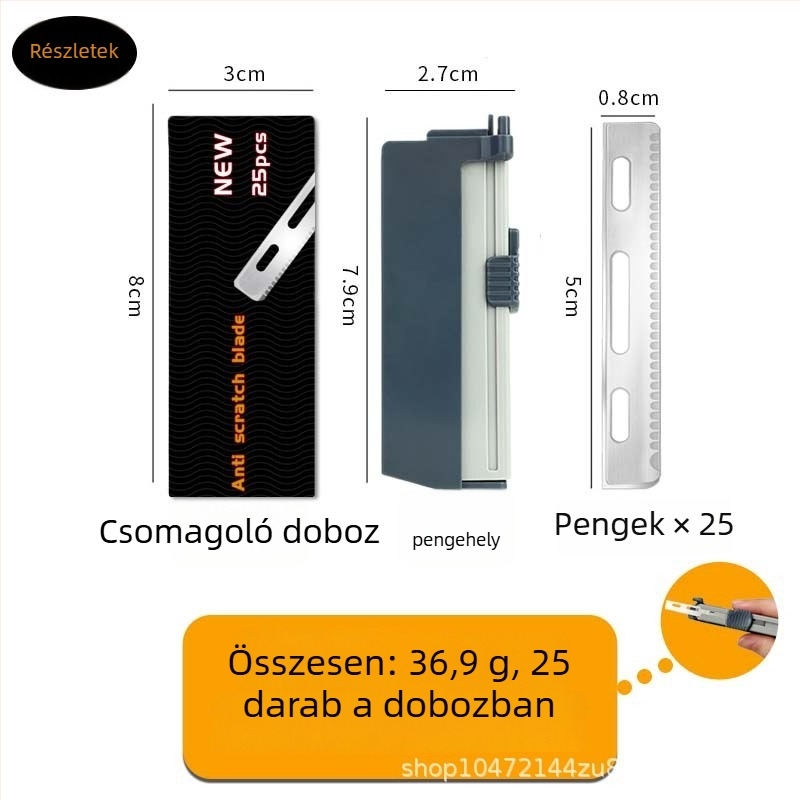 Szemöldökformázó kés acél pengével, márka nélküli, otthoni használatra