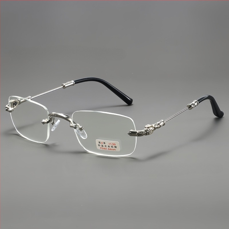 Fém keret nélküli olvasószemüveg fotokromos és anti-kék fény lencsékkel, ultrakönnyű