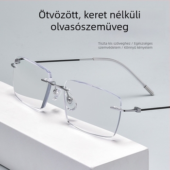 Időseknek szóló keret nélküli olvasószemüveg, kényelmes közelre látás, kékfény elleni védelem, HD élesség