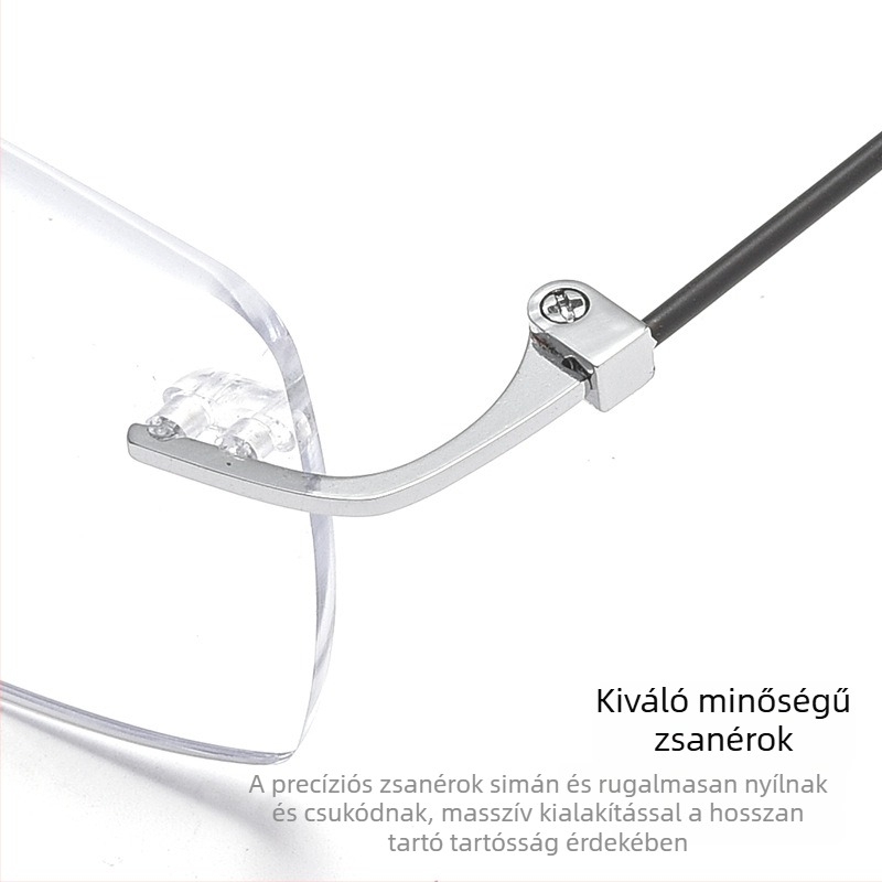 Időseknek szóló keret nélküli olvasószemüveg, kényelmes közelre látás, kékfény elleni védelem, HD élesség