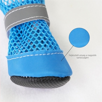 Oldalnyílásos kutya cipő, lélegző háló, csúszásmentes talp, fényvisszaverő csík, modell QY003