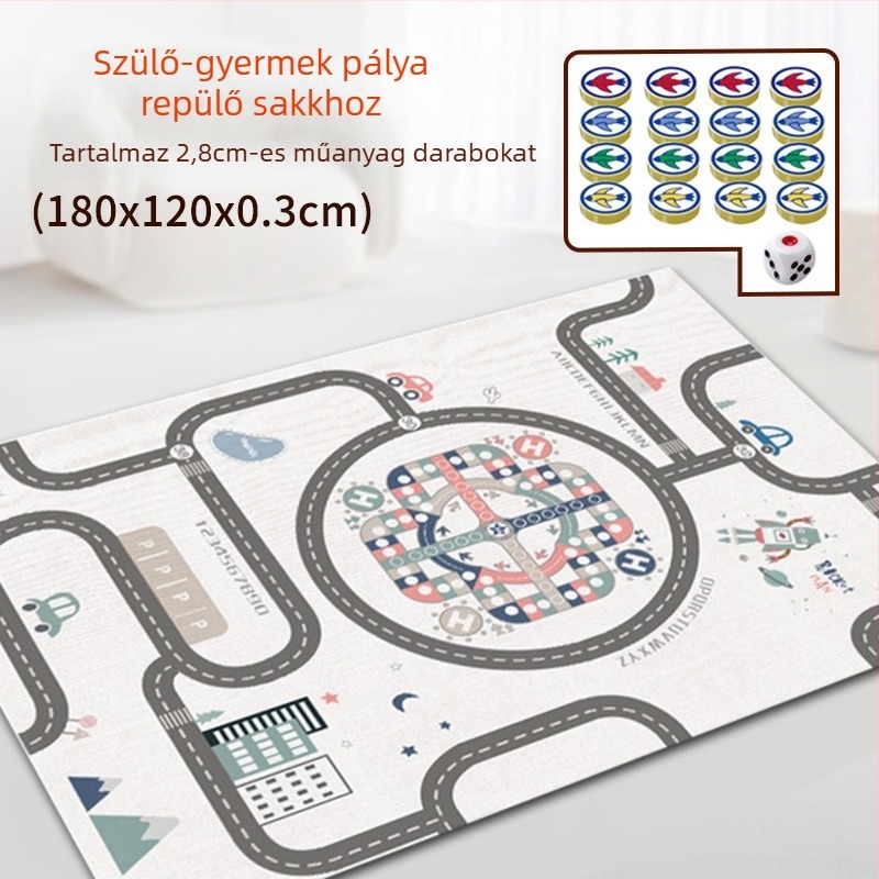 LDPE anyagú sakk-stílusú asztali játék kétoldalas táblával; elősegíti a szülő–gyermek interakciót, a kéz–szem koordinációt és a kognitív fejlődést; 4–14 éveseknek.