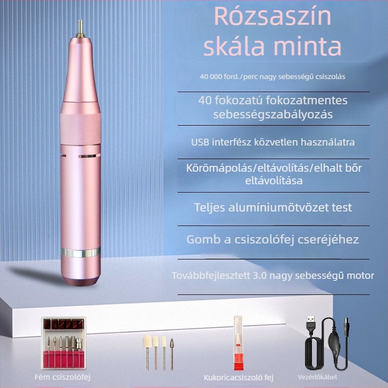 Teljesen automata köröm polírozó intelligens fogantyúval, nagy teljesítményű hordozható készülék körmökhoz, professzionális szalon eszköz beépített tápegységgel