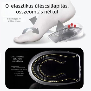 GEL talpbetét cipőkhöz, hátsó félmagasság növelő pár, ütéscsillapítás, uniszex felnőtteknek, sportcipőkhöz, bőr-, casual- és textilecipőkhöz