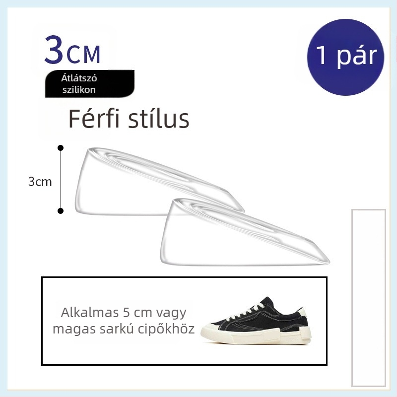 GEL talpbetét cipőkhöz, hátsó félmagasság növelő pár, ütéscsillapítás, uniszex felnőtteknek, sportcipőkhöz, bőr-, casual- és textilecipőkhöz