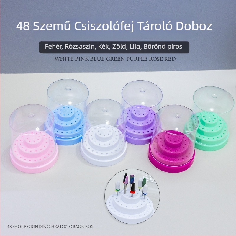 Manikűr csiszolófej tároló és bemutató doboz, 48 lyukú, asztali rendező, 0,08 kg, márka A makeup is beautiful