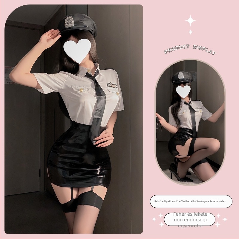 Cosplay egyenruha készlet: Cartoon stílus, poliészter anyag, mini szoknya, rever gallér, 3/4-es ujjú