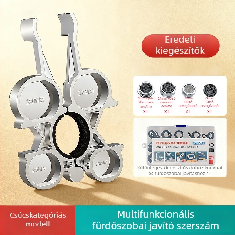 Konyha- és fürdőszobai többfunkciós javító kulcs a csaptele aerátorának eltávolításához és telepítéséhez – ötvözet, modern minimalista stílus, forgatás a használathoz