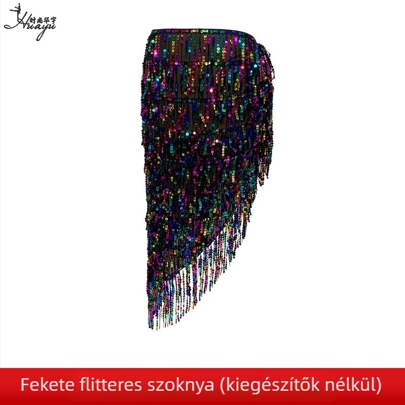 Has-tánc jelmez bojtos flitteres chiffon anyaggal, poliészter alapanyag, 2024 nyár, nők 25–29 évesek